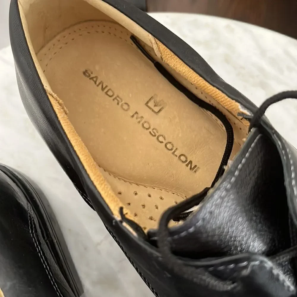 SANDRO MOSCOLONI STRAIGHT TIP BLUCHER DERBY MAXWELL, Black, 13, NWOB